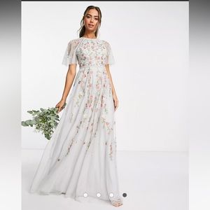 ASOS DESIGN Bridesmaid floral embroidered maxi dress with embellishment